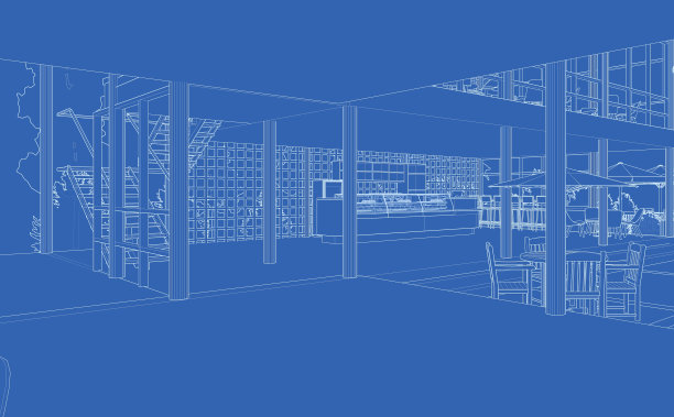 咖啡店的3D插图图片下载