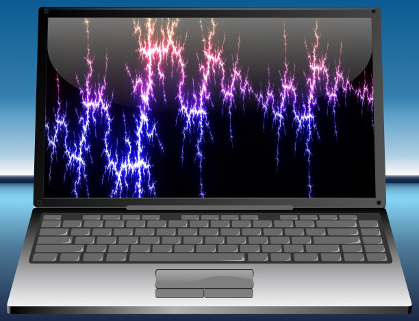 带有抽象桌面的笔记本电脑- 3D插图图片下载