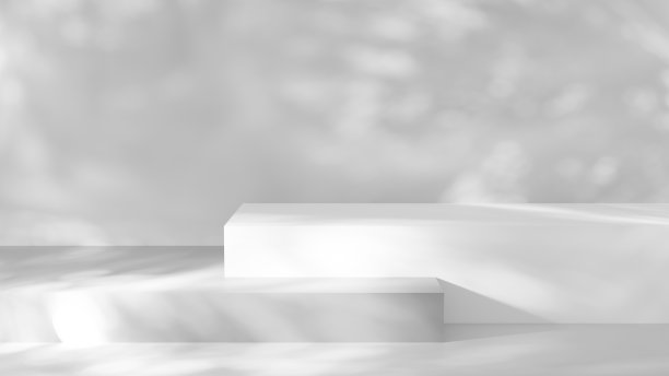 3 d渲染。灰色背景与阳光和树影。产品演示图片下载