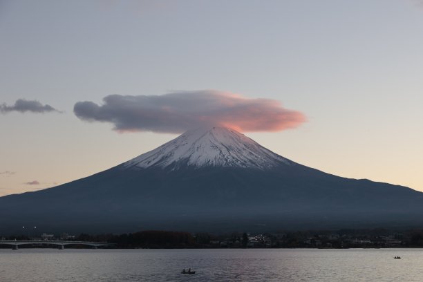 富士山和日落天空中的云图片下载