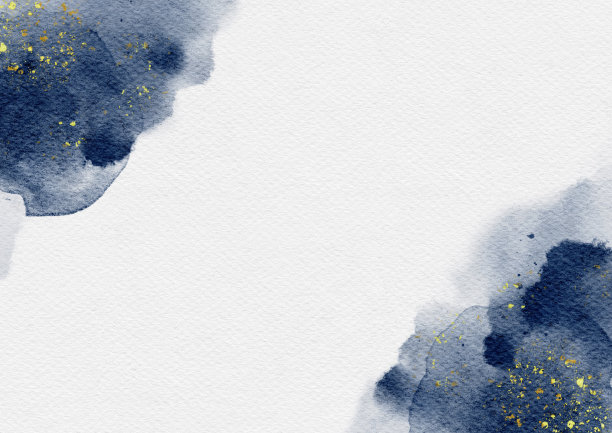 蓝色水彩污渍和飞溅垃圾背景纹理。纸纹理的设计模板邀请卡图片下载