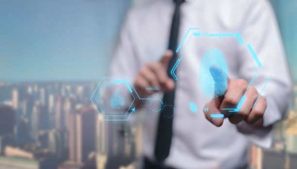 商家指纹扫描安全系统的概念图片下载