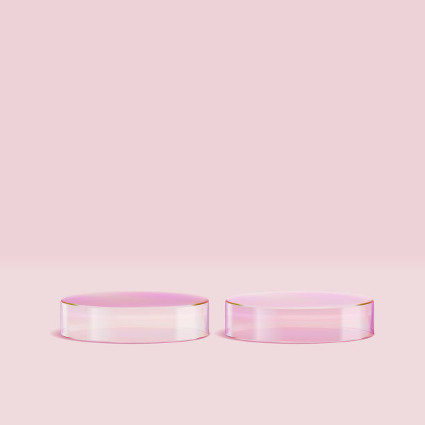 3d玻璃讲台。美容产品展示化妆品最小场景。矢量化妆品推广阶段。图片下载