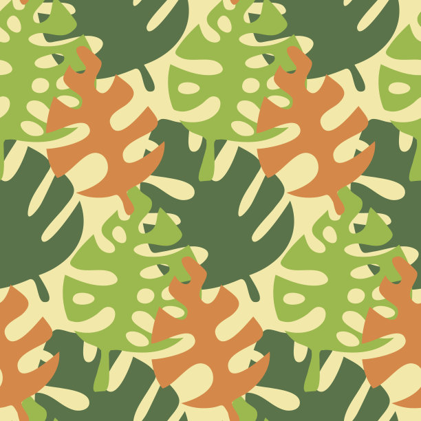 无缝图案的怪物热带叶绿黄图片下载