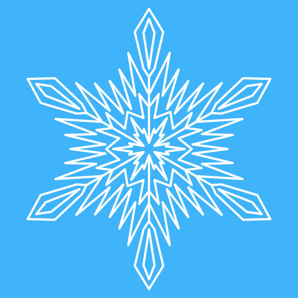 白色的雪花。简单可爱的圣诞符号，冰晶雪花六边形图片下载