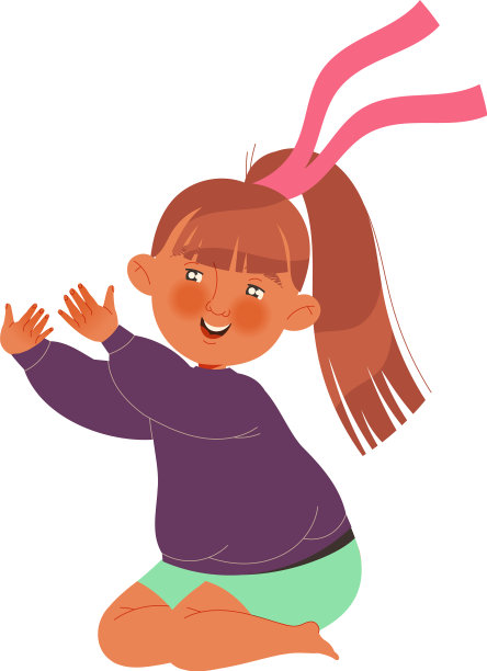 俏皮的赤脚小女孩与马尾微笑图片下载