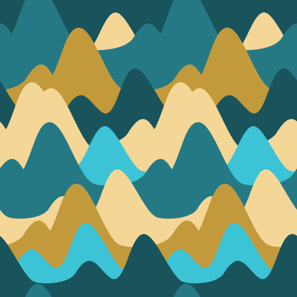 黄绿色绿松石无缝图案山峰背景纺织设计图片下载