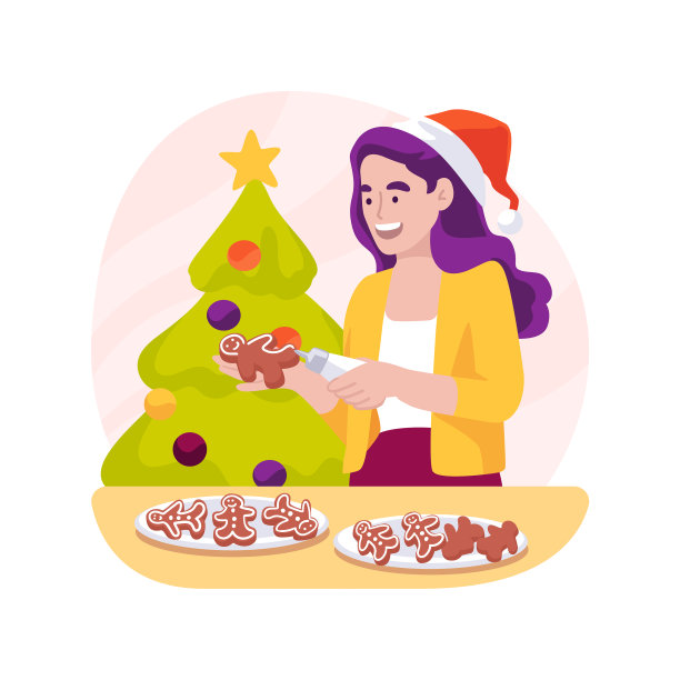 装饰姜饼人孤立的卡通图片下载