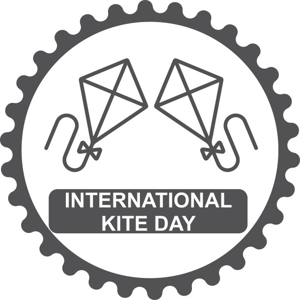 国际风筝日图标，风筝飞行日图标，黑色矢量图片下载