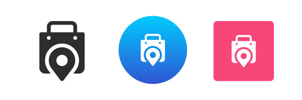 购物地图指针存储GPS位置网络空间导航图标集矢量平面插图图片下载