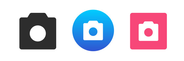 相机照片多媒体内容拍摄光学变焦拍摄装置图标集矢量平图片下载