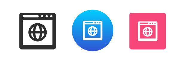 网站浏览器互联网搜索全球信息数字连接图标集矢量平面图片下载