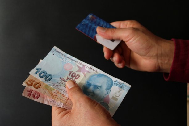 钱和信用卡在消费者手中。现金或分期付款购物。经济金融主题照片。图片下载