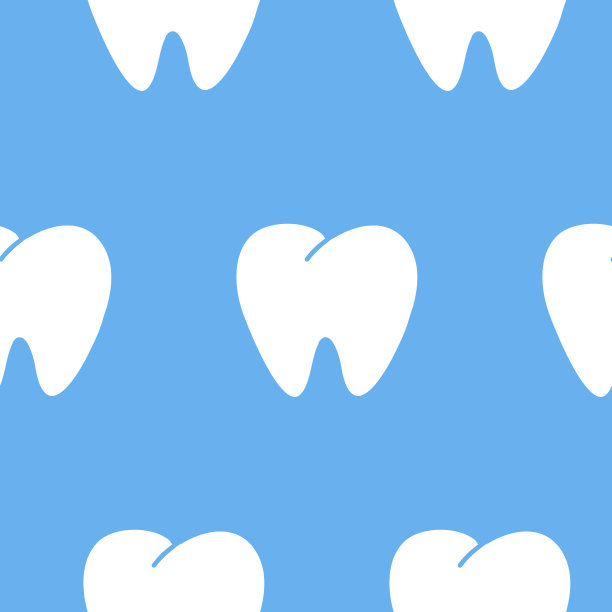 白齿无缝花纹。人类牙牙牙的蓝色背景为牙科诊所的企业形象图片下载