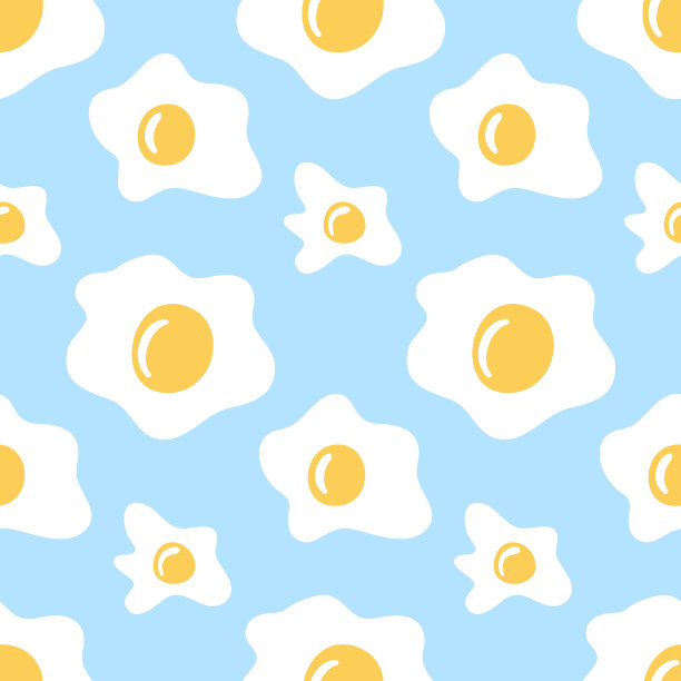 无缝图案，早餐食品，煎蛋清和蛋黄，纺织品和包装纸插图图片下载