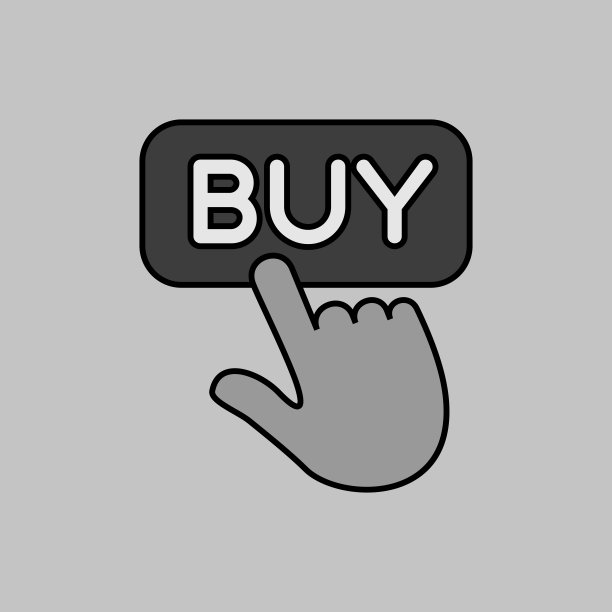 手指指向购买标志的灰度图标图片下载