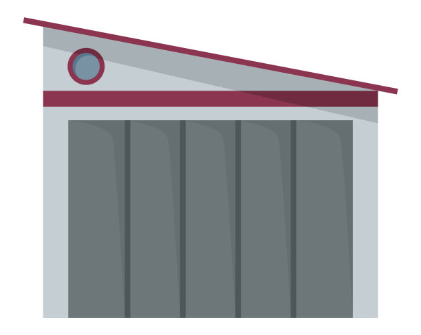 车库门图标。滚动卡通车库汽车房屋存储。金属入口，机械或自动控制系统。矢量插图仓库百叶窗上的白色背景图片下载