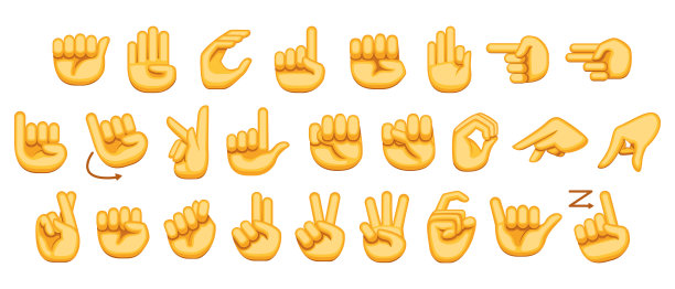 矢量手设置手语字母。图片下载