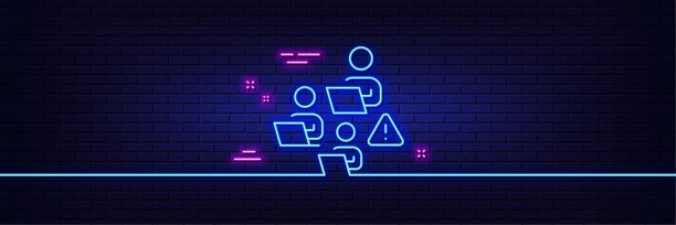 群控线图标。远程办公标志。霓虹灯发光效果。向量图片下载