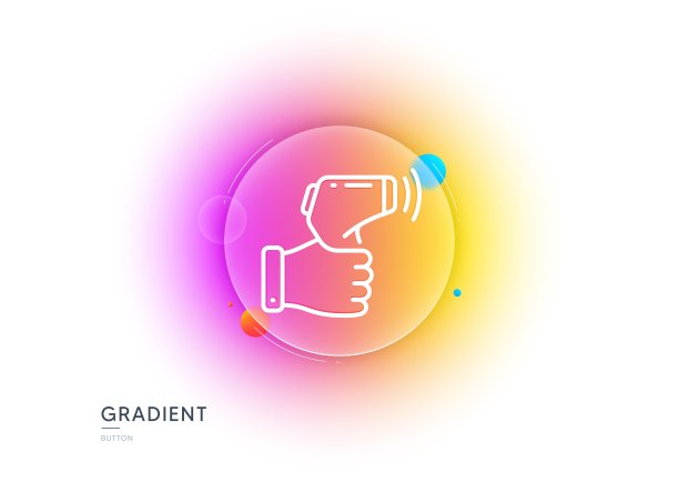 电子温度计线图标。温度扫描标志。渐变模糊按钮。向量图片下载