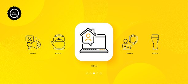 啤酒杯，折扣优惠和工作家庭最小线图标。对于web应用，打印。向量图片下载