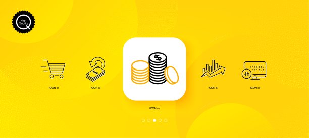 返现、送货购物和银行货币最小线条图标。用于Web应用程序、打印。矢量图片下载
