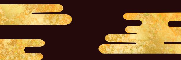 日本绘画风格的纹理和黑色背景宽尺寸的插图优雅的金色云在平安时代风格与舞蹈的金叶，金粉和沙点。图片下载