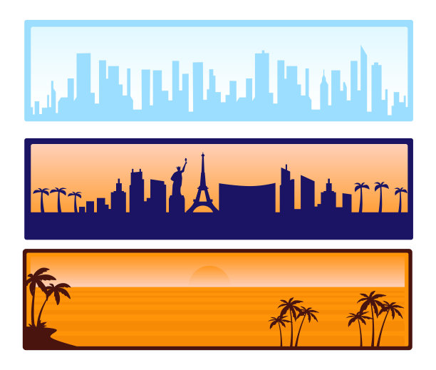 山地度假布景，自然景观，多级缴费，旅游场景采集，设计，卡通风格矢量插画。图片下载