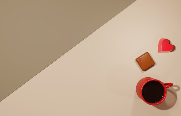 咖啡和巧克力的3d图像图片下载