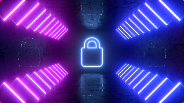 挂锁霓虹灯隧道网络安全数据保护后台图片下载