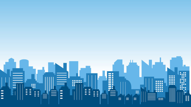 早晨的城市背景是高楼大厦图片下载