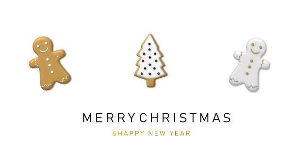 圣诞节背景设计甜的可食用物品，姜饼人和姜饼圣诞树。圣诞节的旗帜。水平新年海报，贺卡，标题为网站图片下载