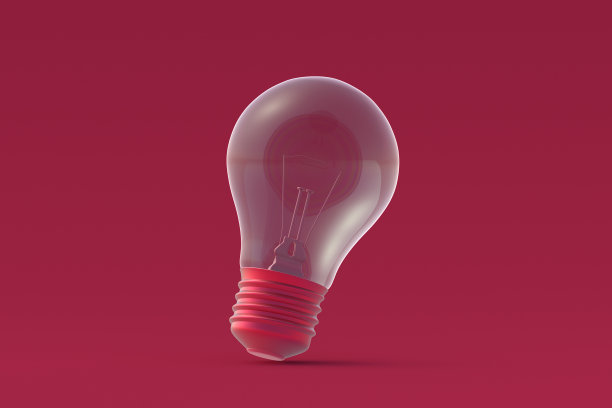 红色背景上洋红色的电灯泡。2023年的流行色。三维渲染图片下载