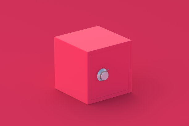 红色背景上的洋红色安全。2023年的流行色。三维渲染图片下载