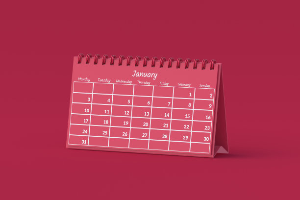 红色背景洋红色日历。2023年的流行色。三维渲染图片下载