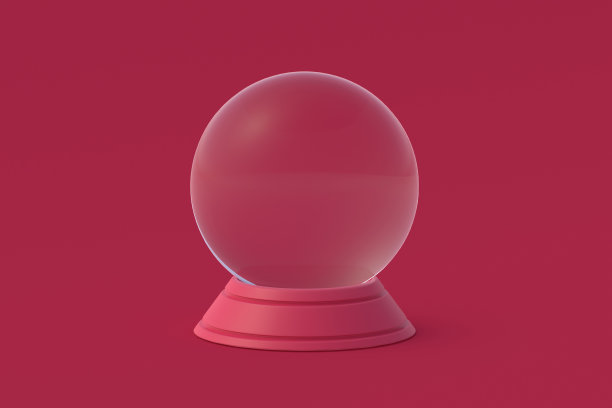 红色背景上的洋红色魔术球。2023年的流行色。三维渲染图片下载