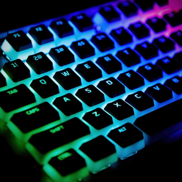 游戏键盘与机械键特写。图片下载