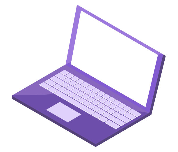 现代笔记本电脑隔离在白色。带有空屏幕侧面视图的紫色小工具电子设备图片下载