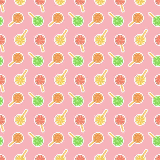 粉红色、黄色、蓝色的水果冰片，柑橘味冰淇淋上的棒状无缝图案图片下载