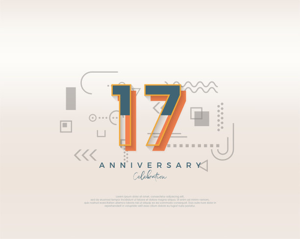 现代卡通设计。简单的17周年庆典。图片下载