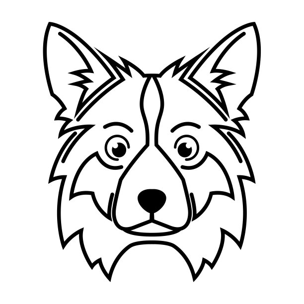 黑白线艺术狗头。良好的使用符号，吉祥物，图标，头像，纹身，T恤设计，标志或任何设计图片下载