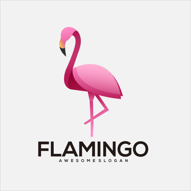 火烈鸟设计标志五颜六色图片下载
