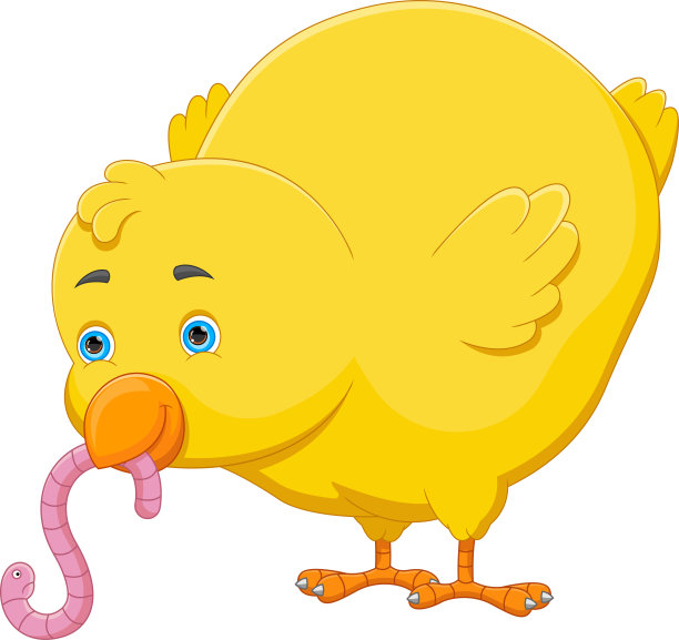 小鸡吃虫子的卡通图片下载