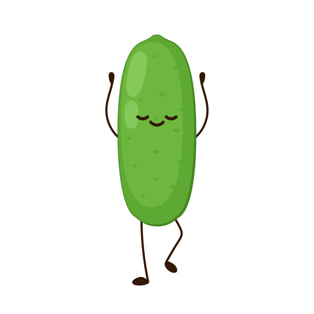黄瓜人物设计。白色背景的黄瓜。图片下载