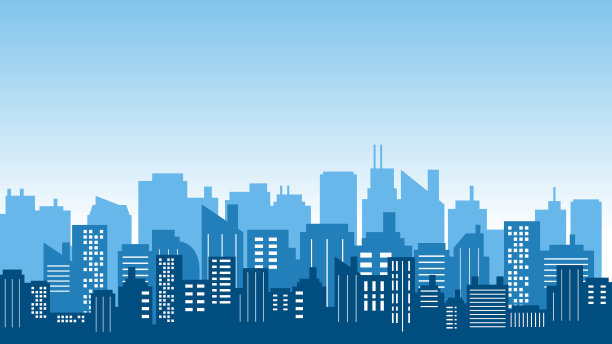 早上许多城市建筑的背景图片下载