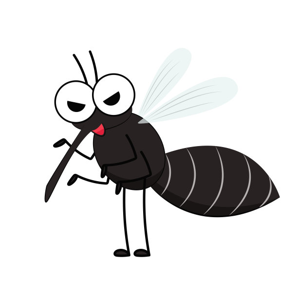 蚊子的卡通。白底蚊媒。图片下载