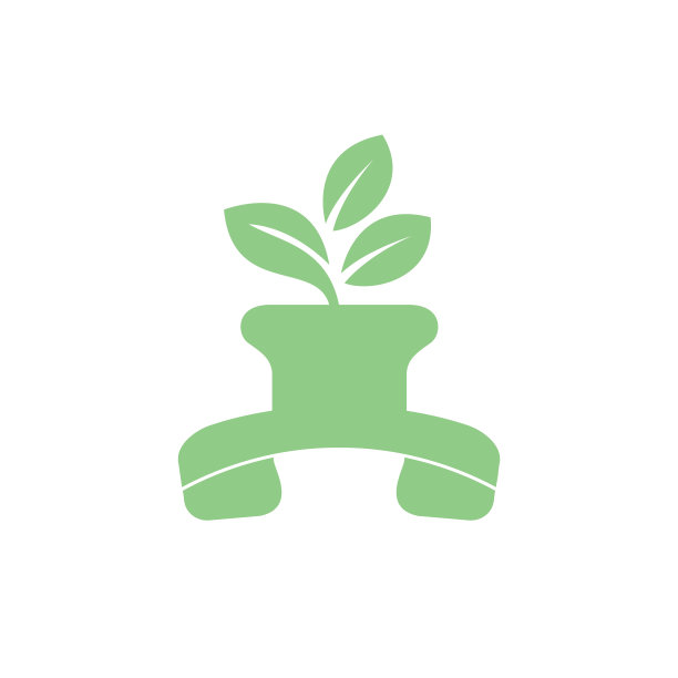 自然呼唤矢量标志设计。手机与花盆图标设计模板。图片下载