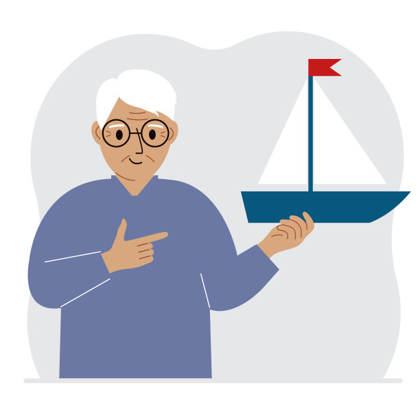 一个男人手里拿着一艘帆船。自由、希望和大计划的概念。爱好、运动或生意。图片下载