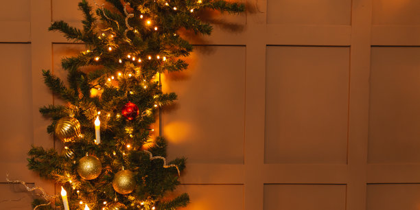 新年的树上有花环和玩具。本空间图片下载