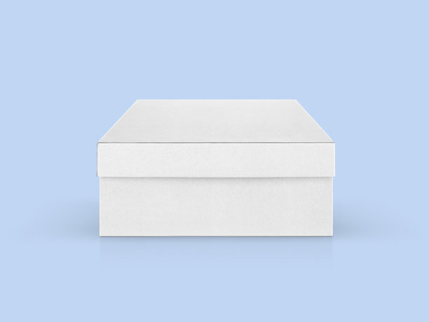 空白包装白色纸板箱隔离在蓝色背景准备包装设计图片下载